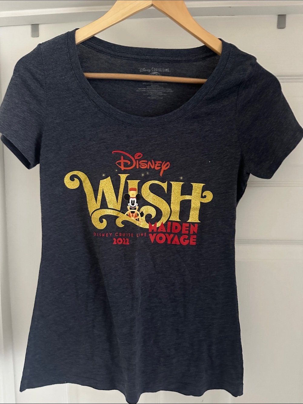 Disney Navy Tee with Gold and Red Wish Maiden Voyage Graphic